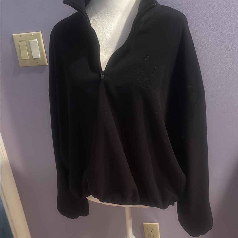 PINK Victoria's Secret Black Fleece Quarter-Zip Sweatshirt